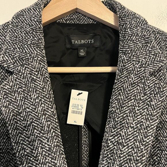 Talbots Herringbone Tweed Two Button Blazer in Gray NEW Size XL Classic Career - Picture 5 of 9